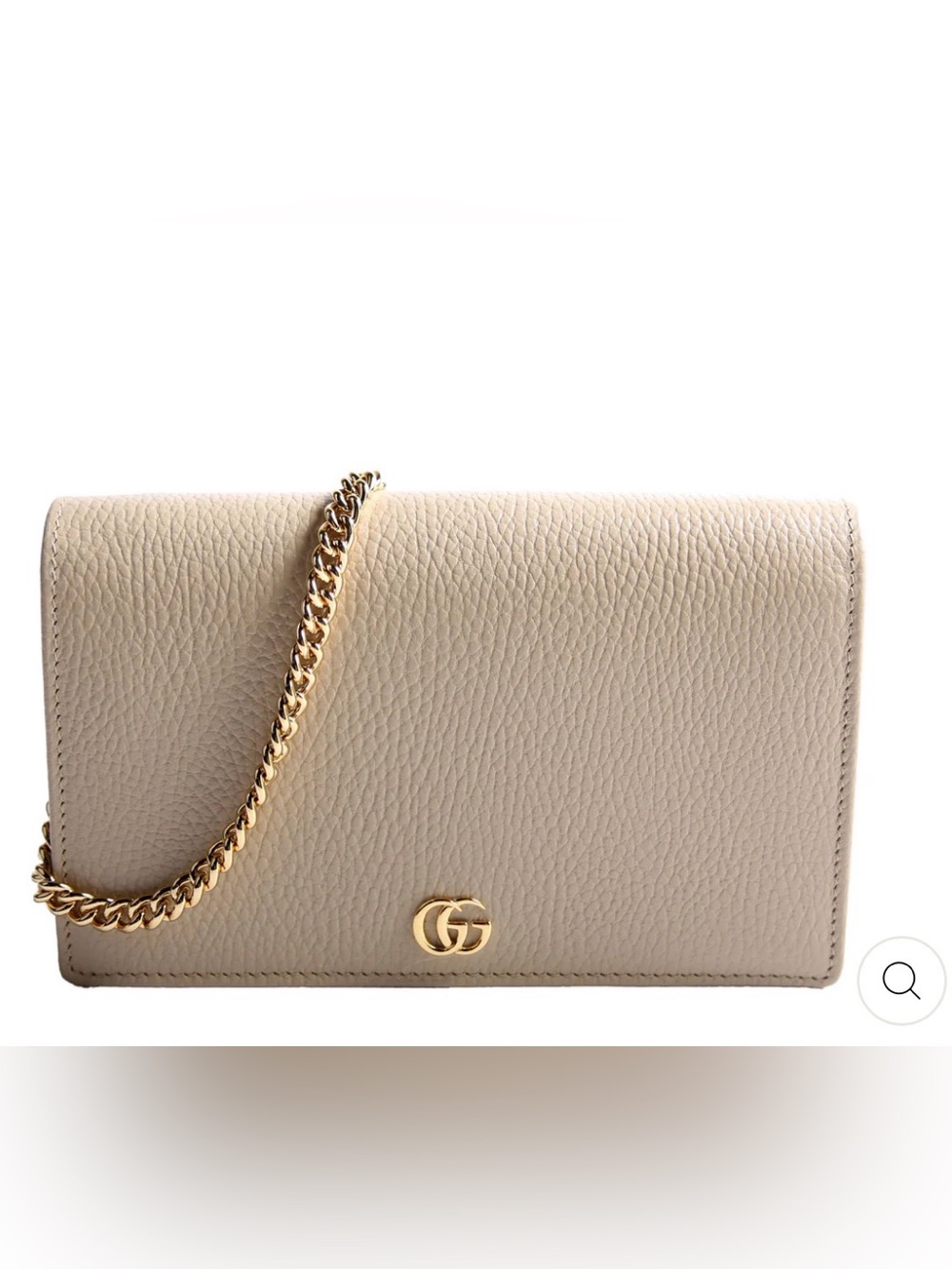 Gucci Beige Leather Chain Crossbody with Gold Double G